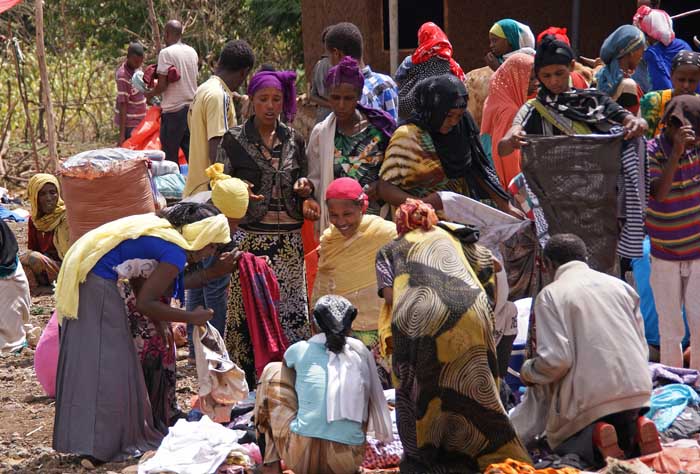 mensen, vrouwen, markt, Hirna, Ahmar Mountains, Ethiopië, Afrika