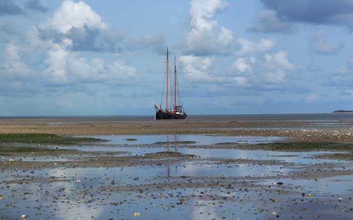 Waddenzee wad droogvallen schip