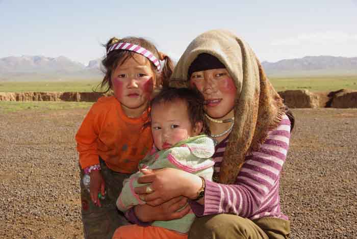 gezin moeder kind Tibetaans plateau China