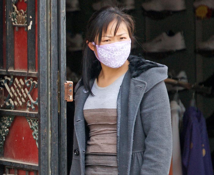 China, Sichuan, mensen, vrouw, mondkapje