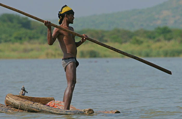 visserij, mensen, Ethiopië, Lake Chamo, visser