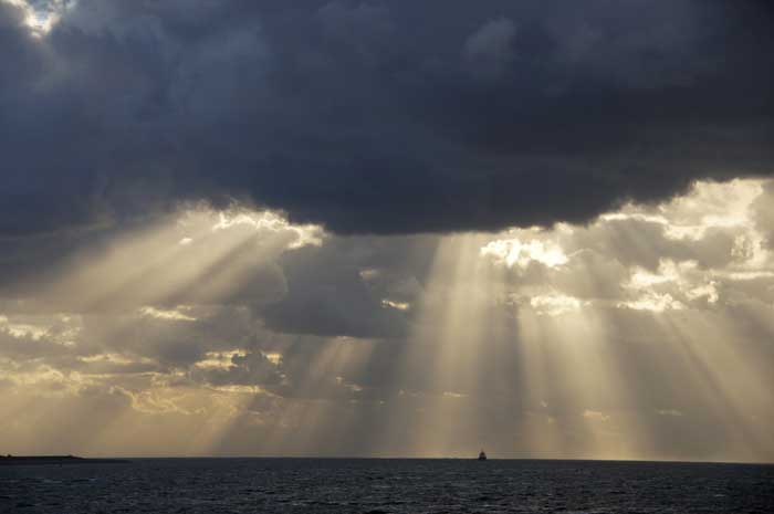 zonnestralen Marsdiep Waddenzee zonneharp