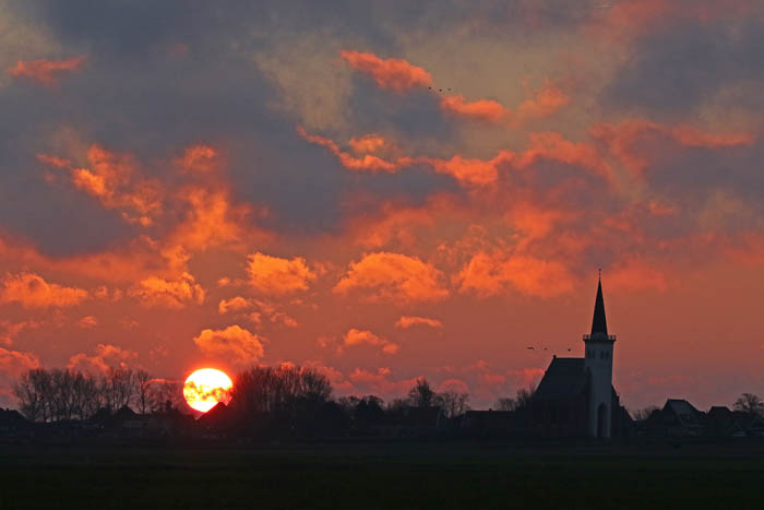 zonsopkomst, rode lucht, Den Hoorn, Texel, waddengebied