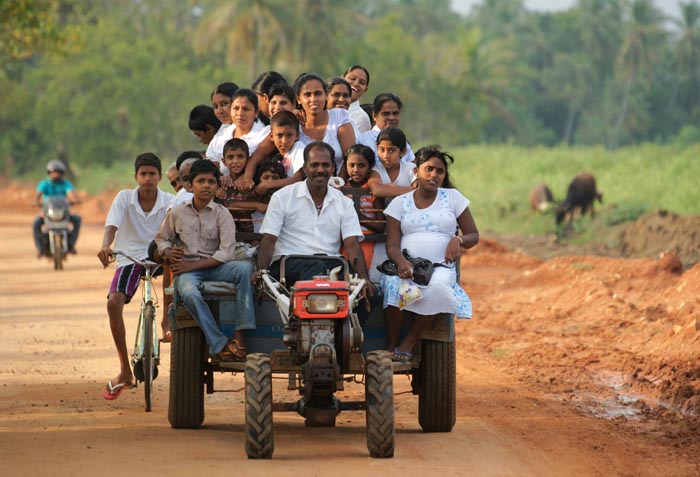 vervoer, mensen, aanhangwagen, Tissa Sri Lanka