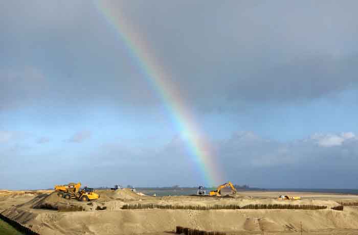 Texel kustverdediging zanddijk Prins Hendrikpolder regenboog werkzaamheden